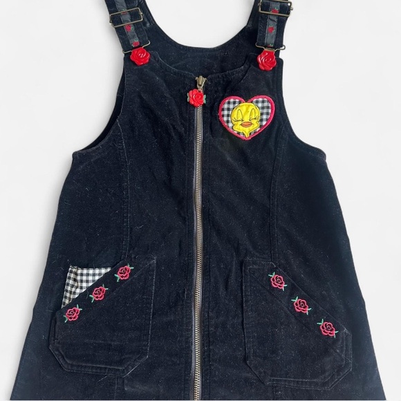 Vintage 90s Looney Tunes Tweety Bird Little Girls Jumper Dress Girls Sz 7/8 - Picture 2 of 6